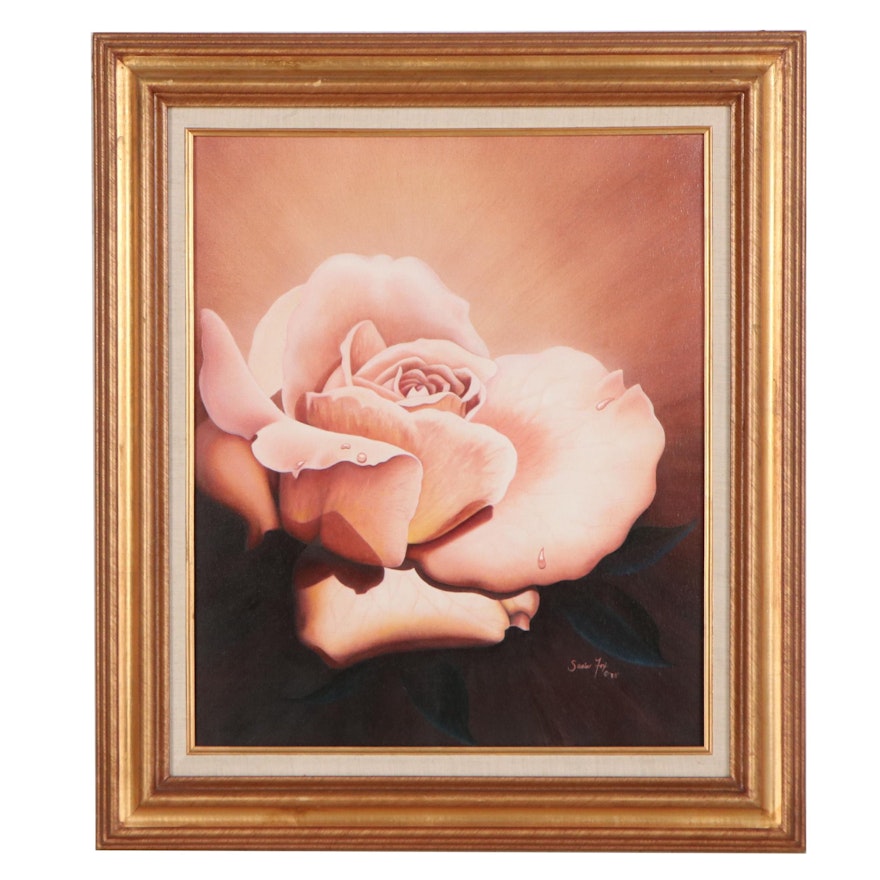 Susie Fox Oil Painting of Rose, 1988