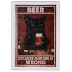 Contemporary Giclée of Black Cat With Beer