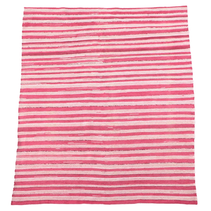 5'2 x 6' Handwoven Pink Striped Area Rug