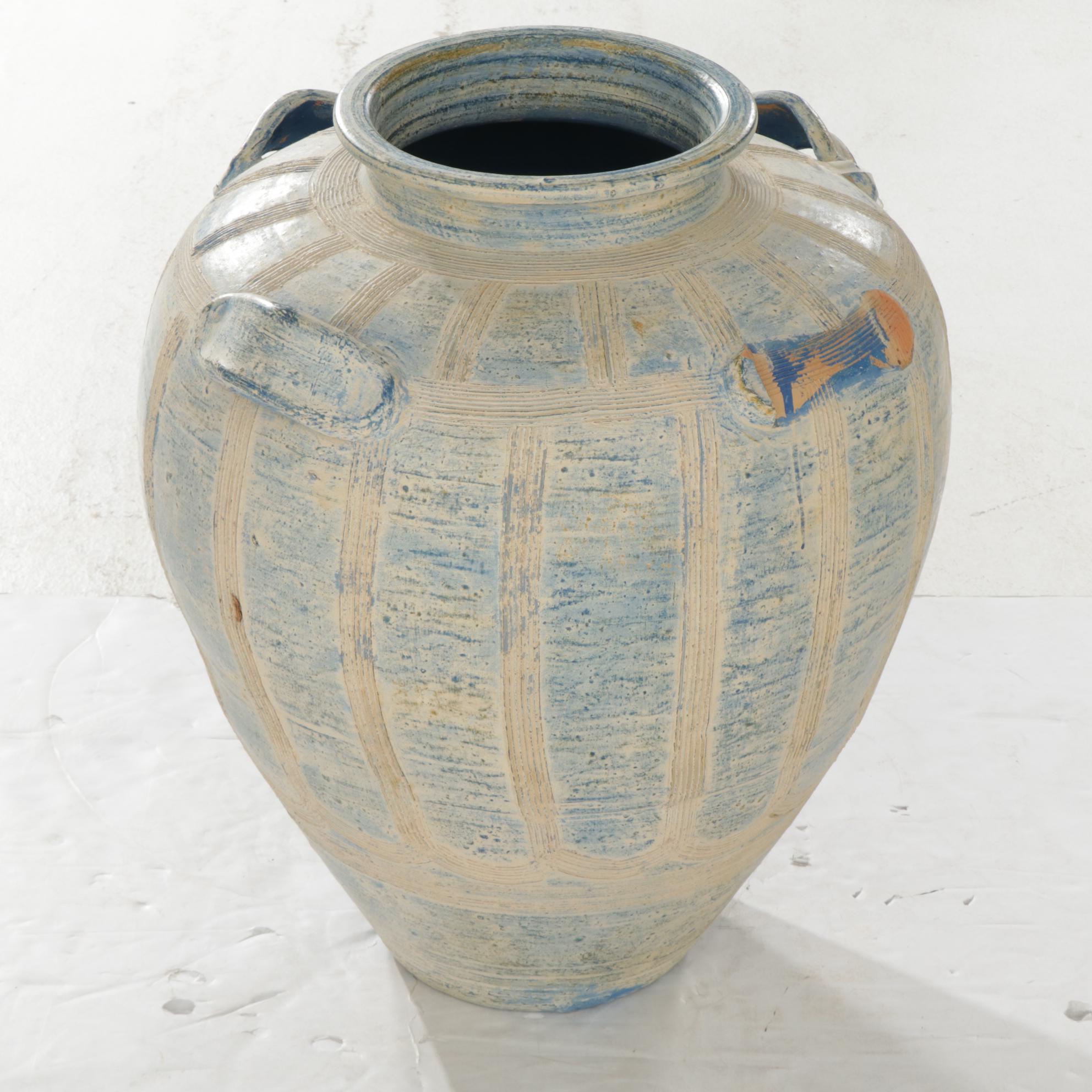 Large Ceramic Floor Vase with Handles EBTH