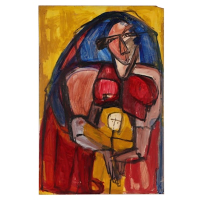 Bernice Fisher Abstract Figure Oil Painting
