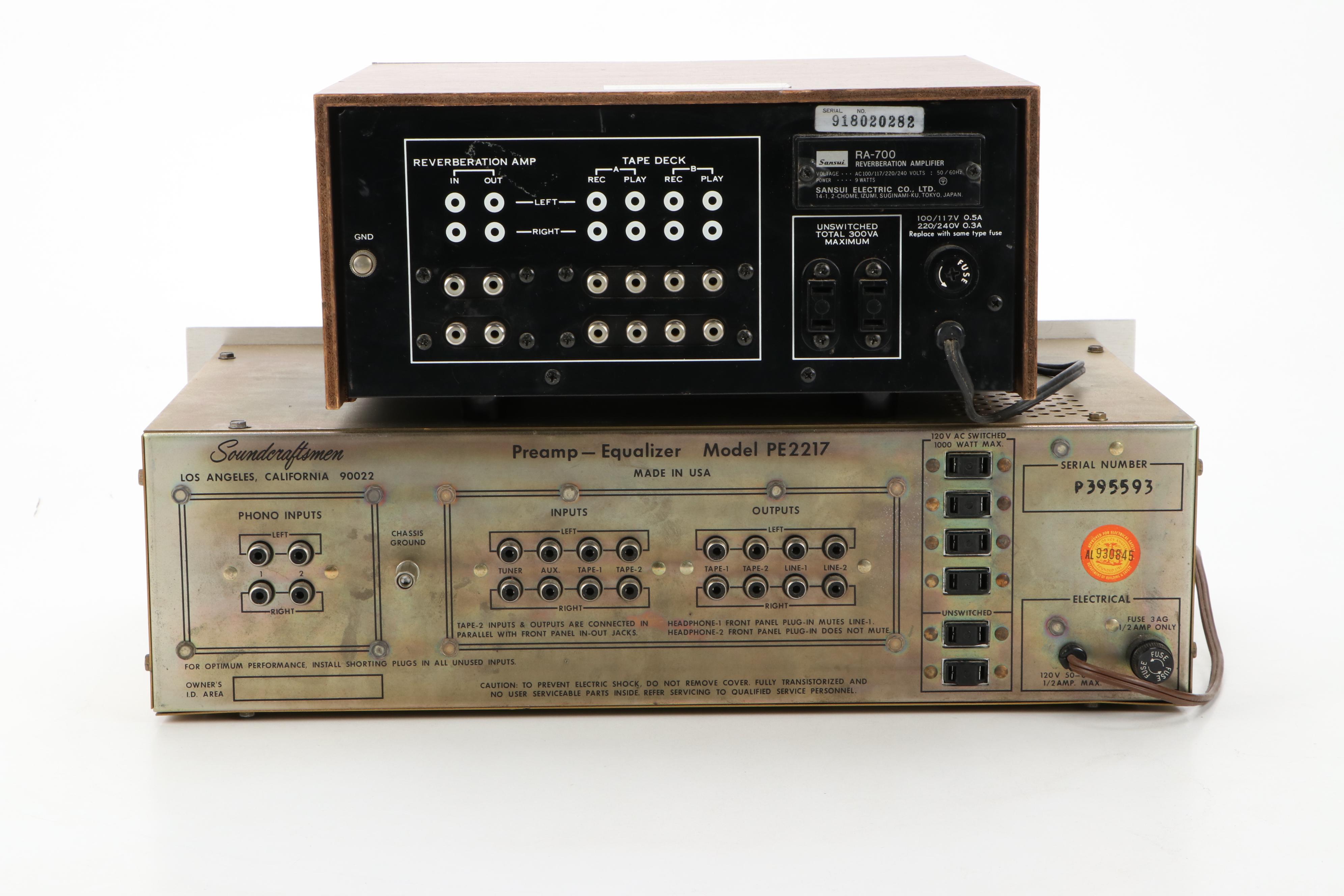 Soundcraftsmen PreampEqualizer, Sansui Reverberation Amplifier, 1970s