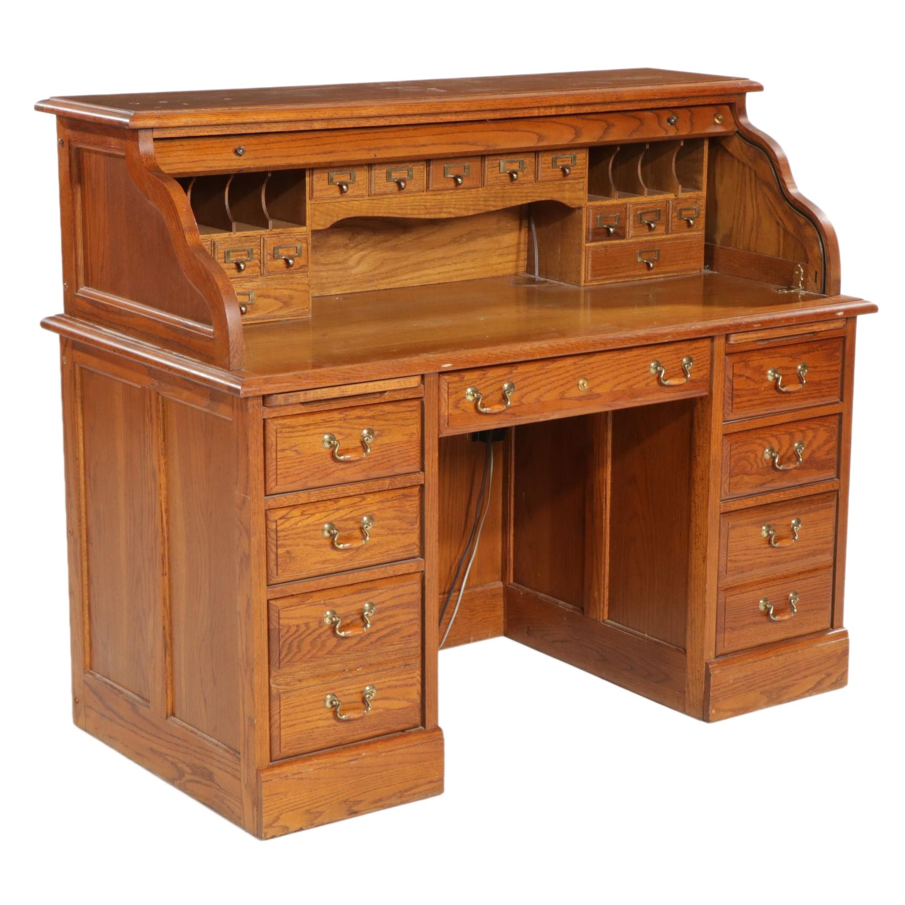 Broyhill Victorian Style Oak RollTop Desk, Late 20th Century EBTH