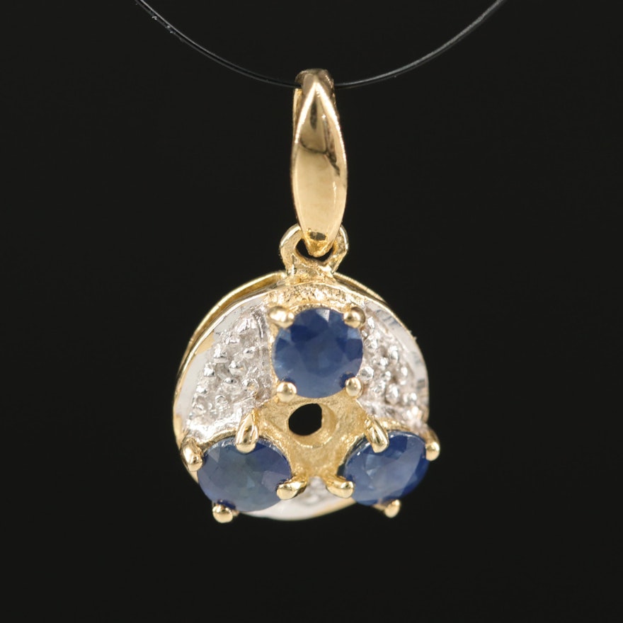 Sterling Sapphire and White Zircon Pendant