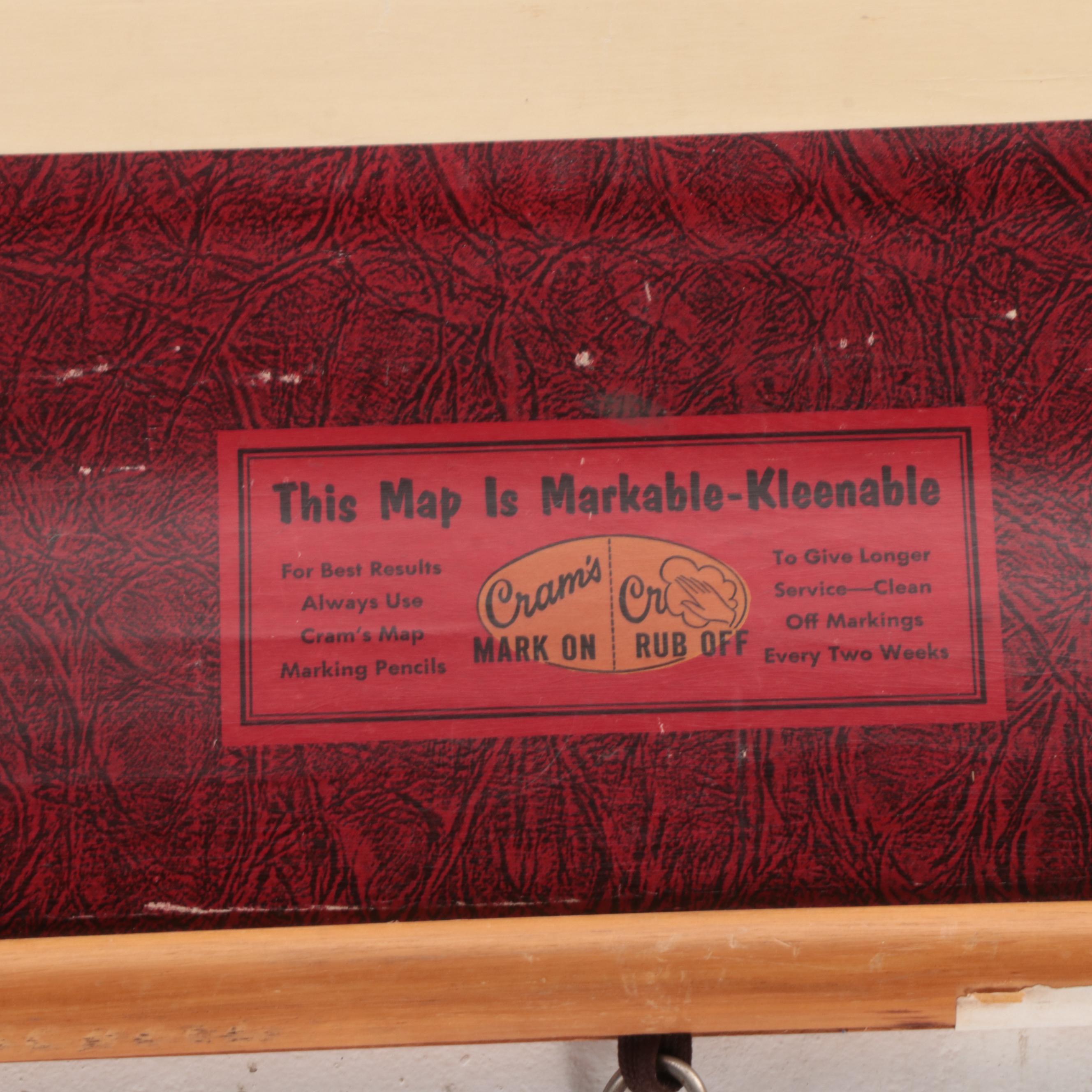 "Cram's PhysicalPolitical Map of the World" Wall Mount Classroom Map