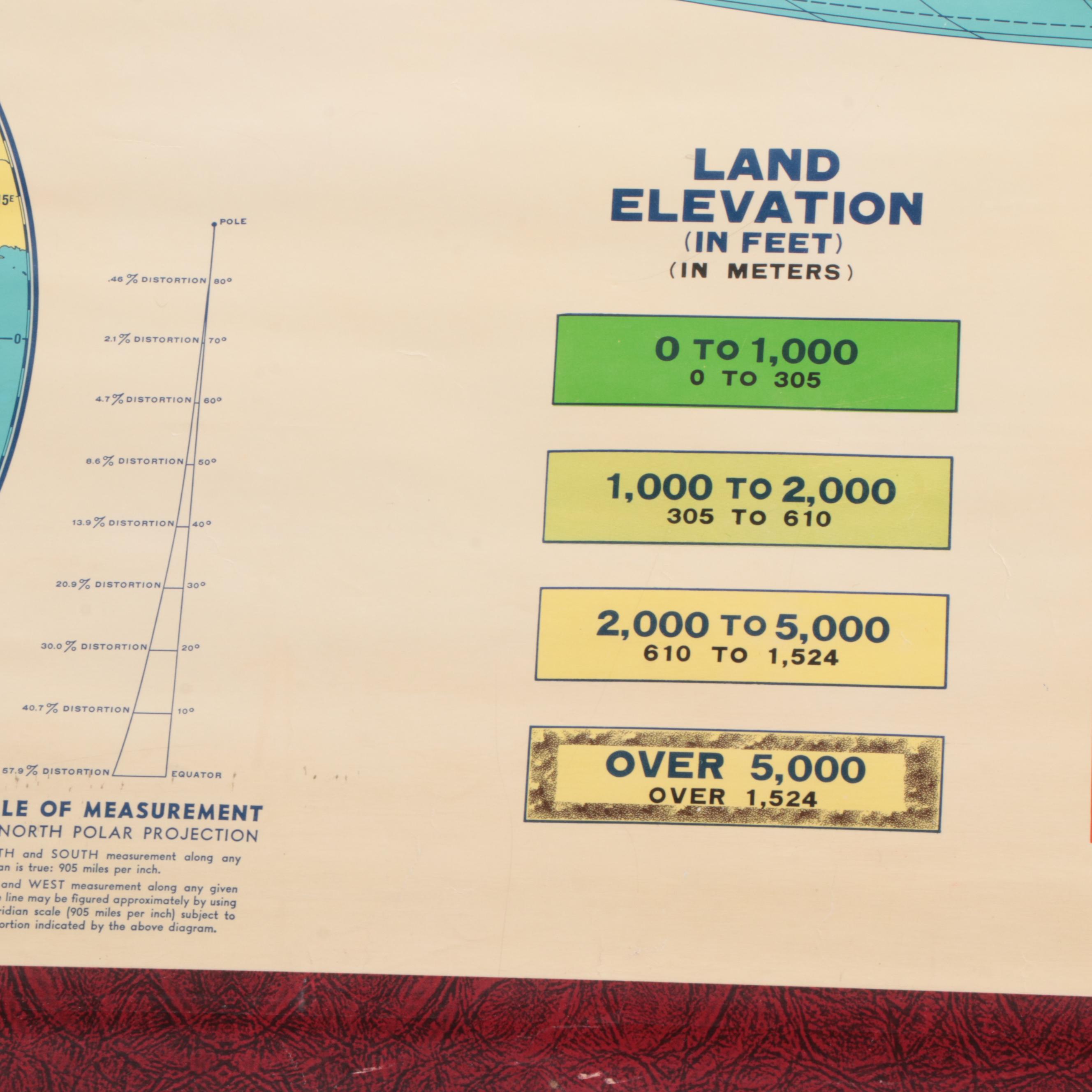 "Cram's PhysicalPolitical Map of the World" Wall Mount Classroom Map