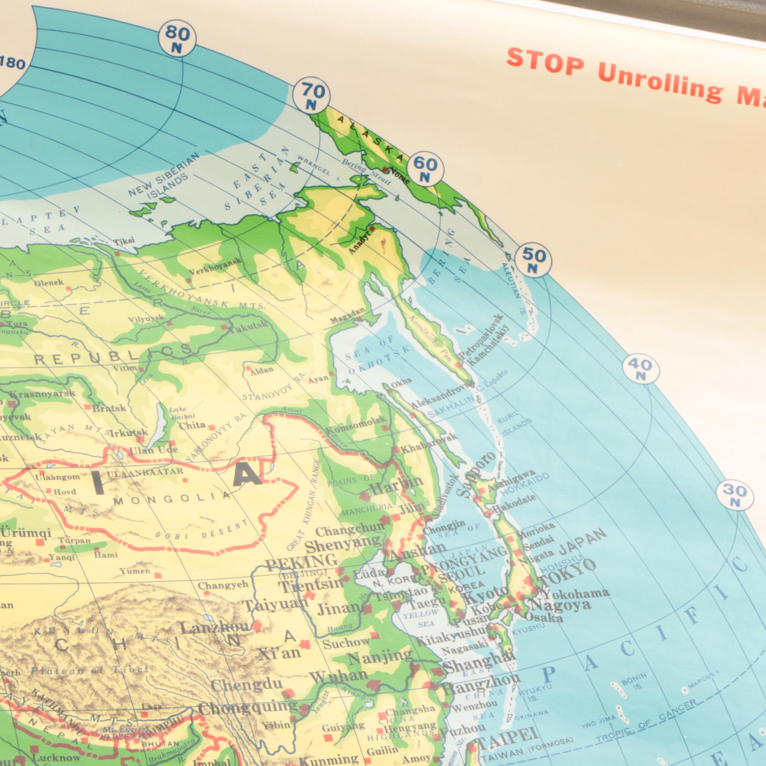 "Cram's PhysicalPolitical Map of the World" Wall Mount Classroom Map