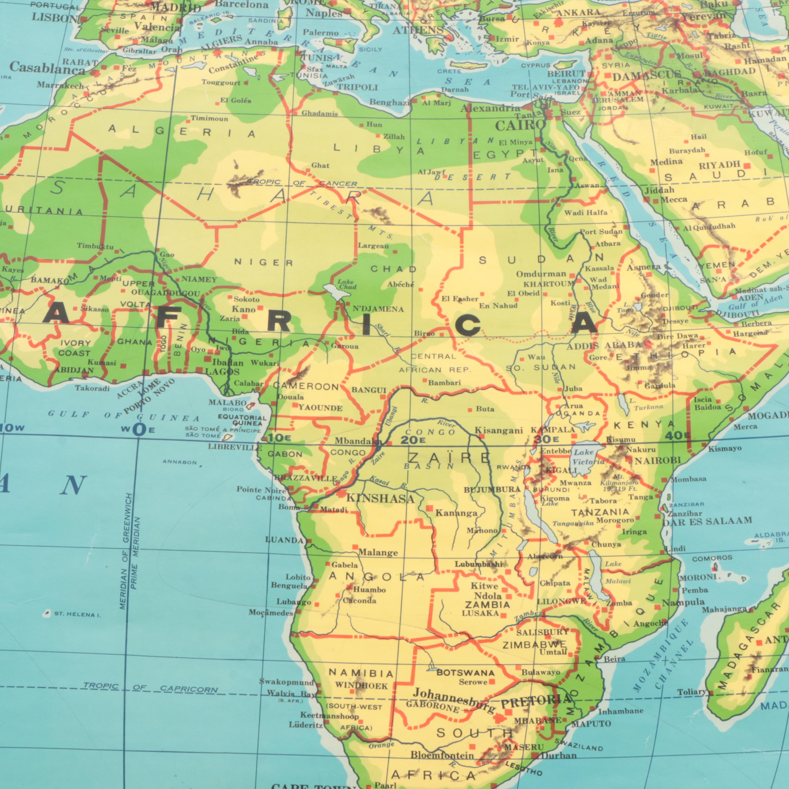 "Cram's PhysicalPolitical Map of the World" Wall Mount Classroom Map