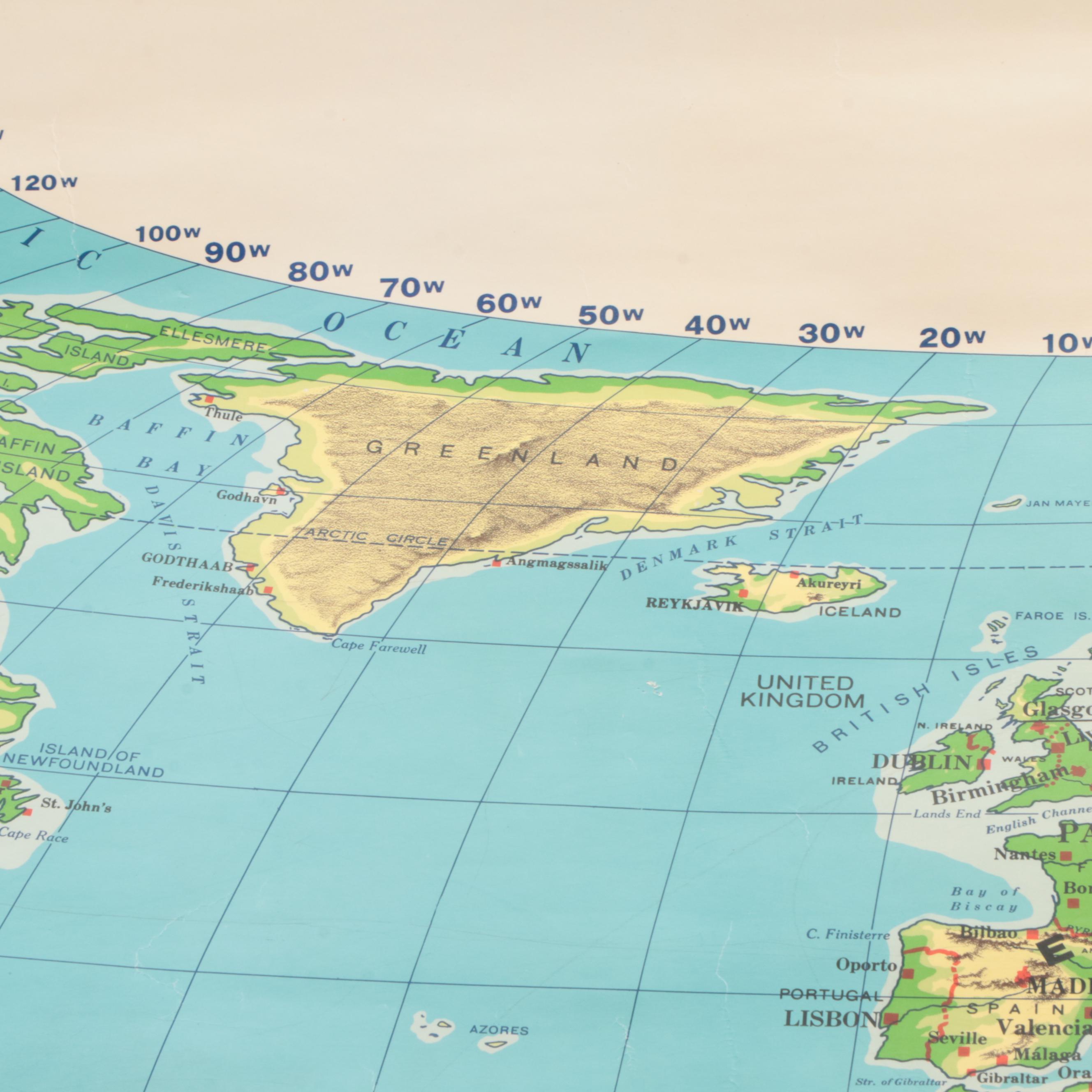 "Cram's PhysicalPolitical Map of the World" Wall Mount Classroom Map