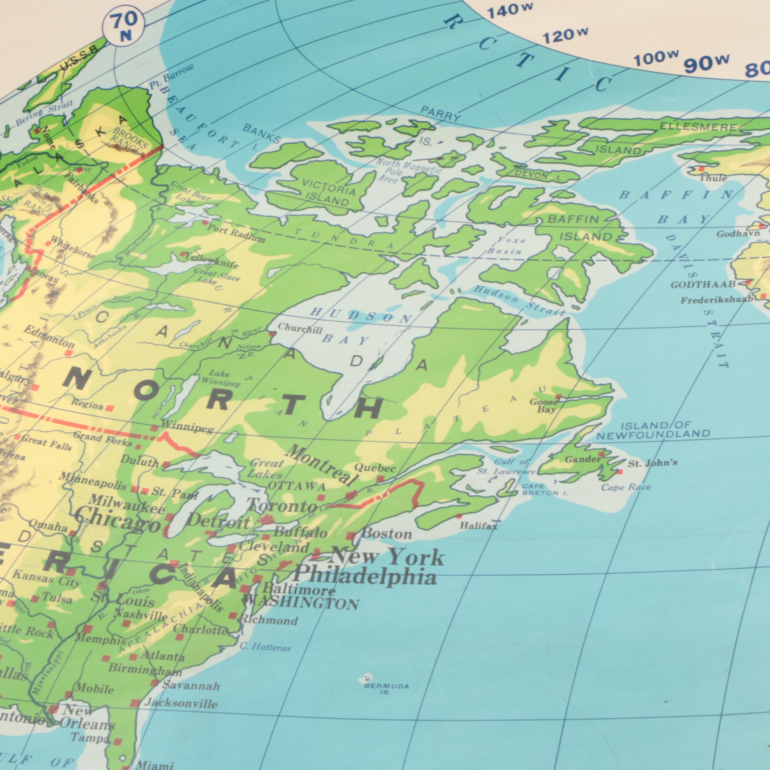 "Cram's PhysicalPolitical Map of the World" Wall Mount Classroom Map