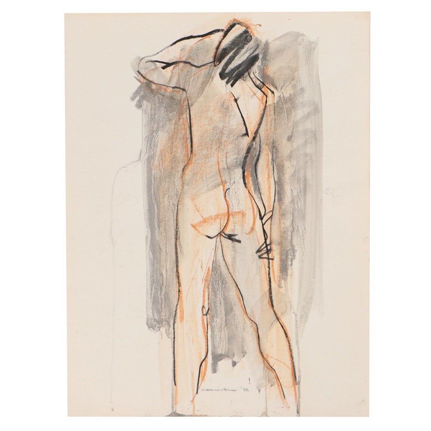Jack Meanwell Pastel and Wash Drawing of Female Nude, 1978