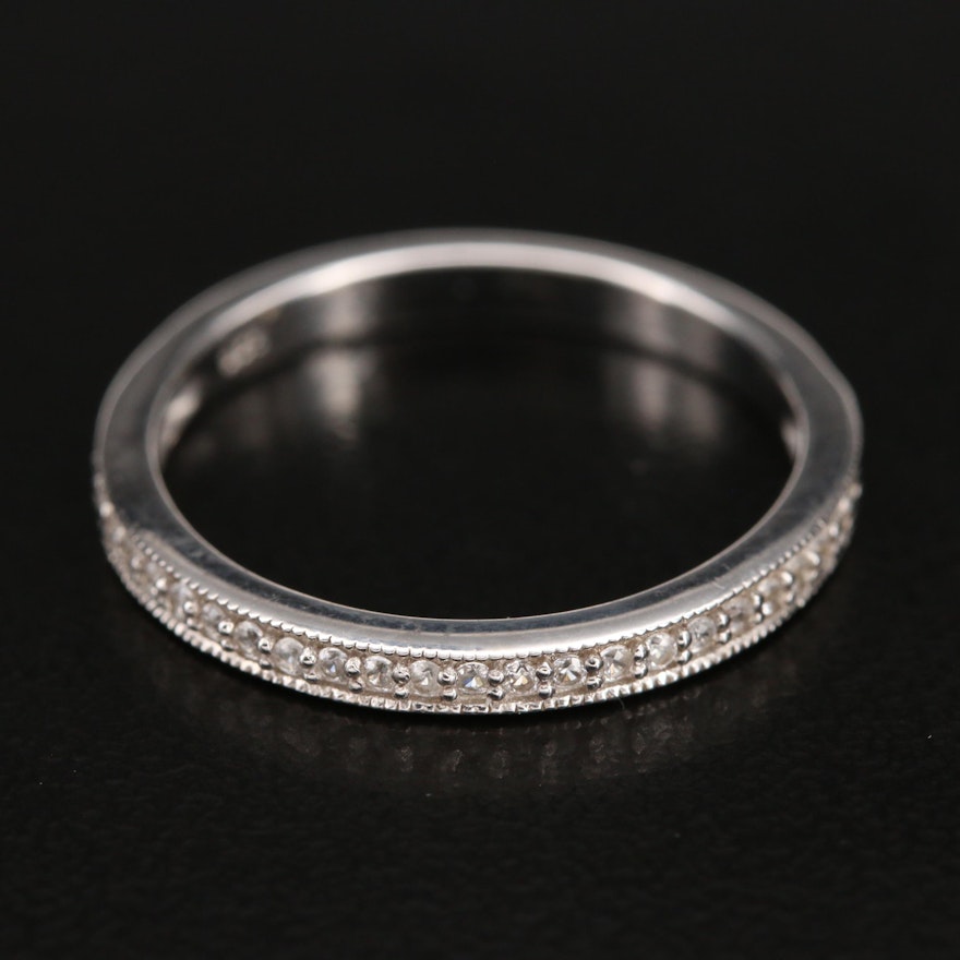 Sterling Zircon Band with Milgrain Detail
