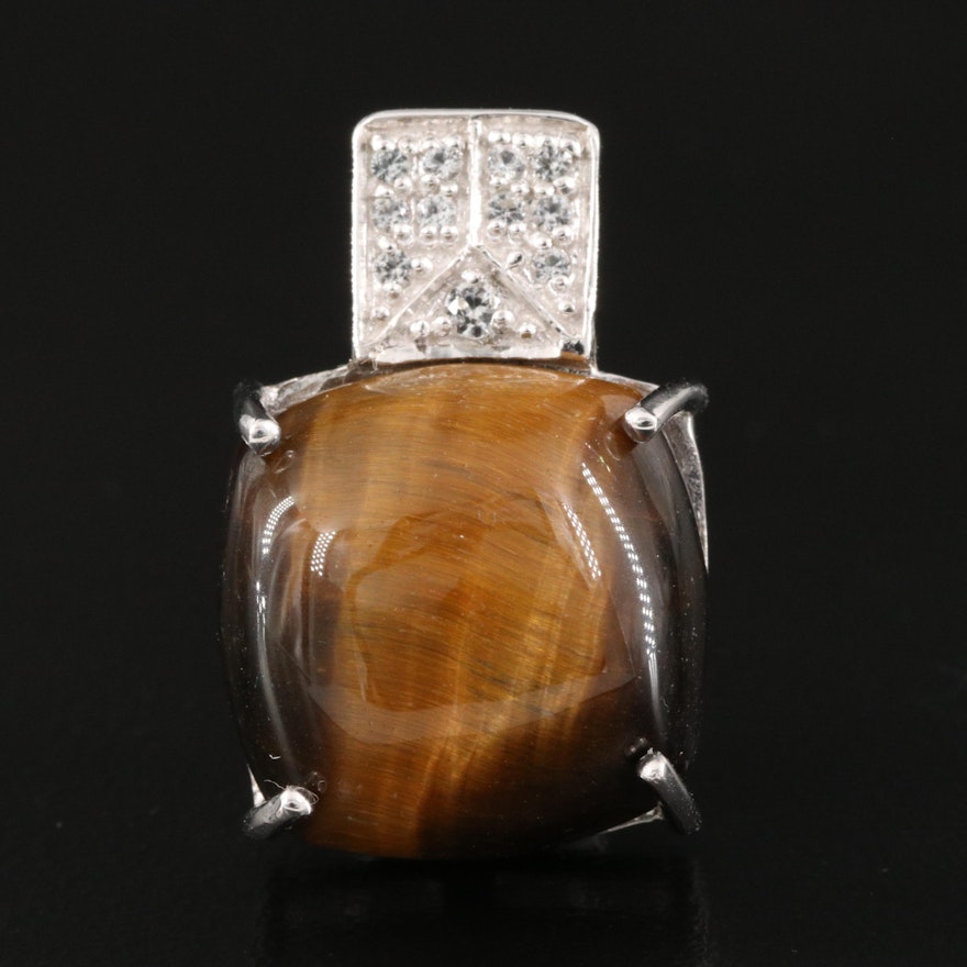 Sterling Silver Tiger's Eye and Topaz Pendant