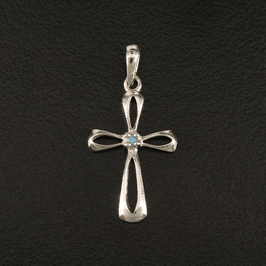 Sterling Diamond Cross Pendant