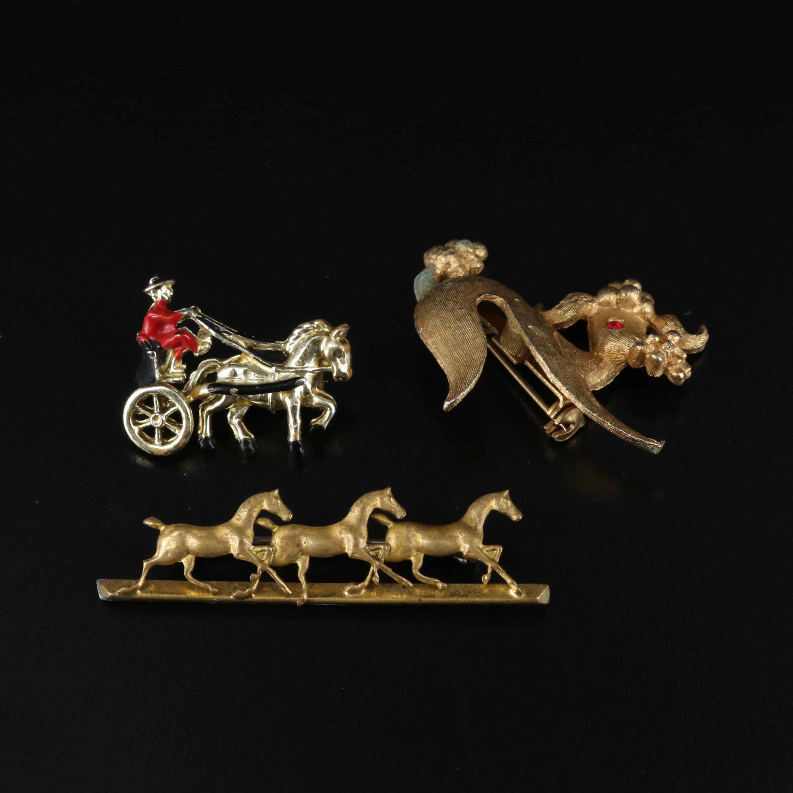 Vintage Animal Brooches Including Dragon, Zebra, Owl and Snail EBTH