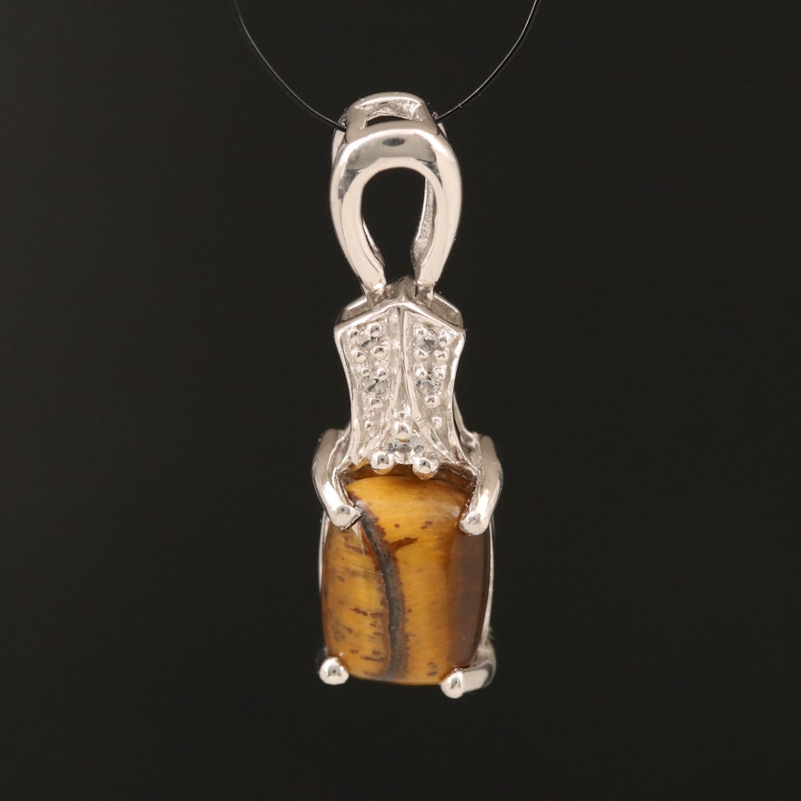 Sterling Tiger's Eye and Topaz Pendant
