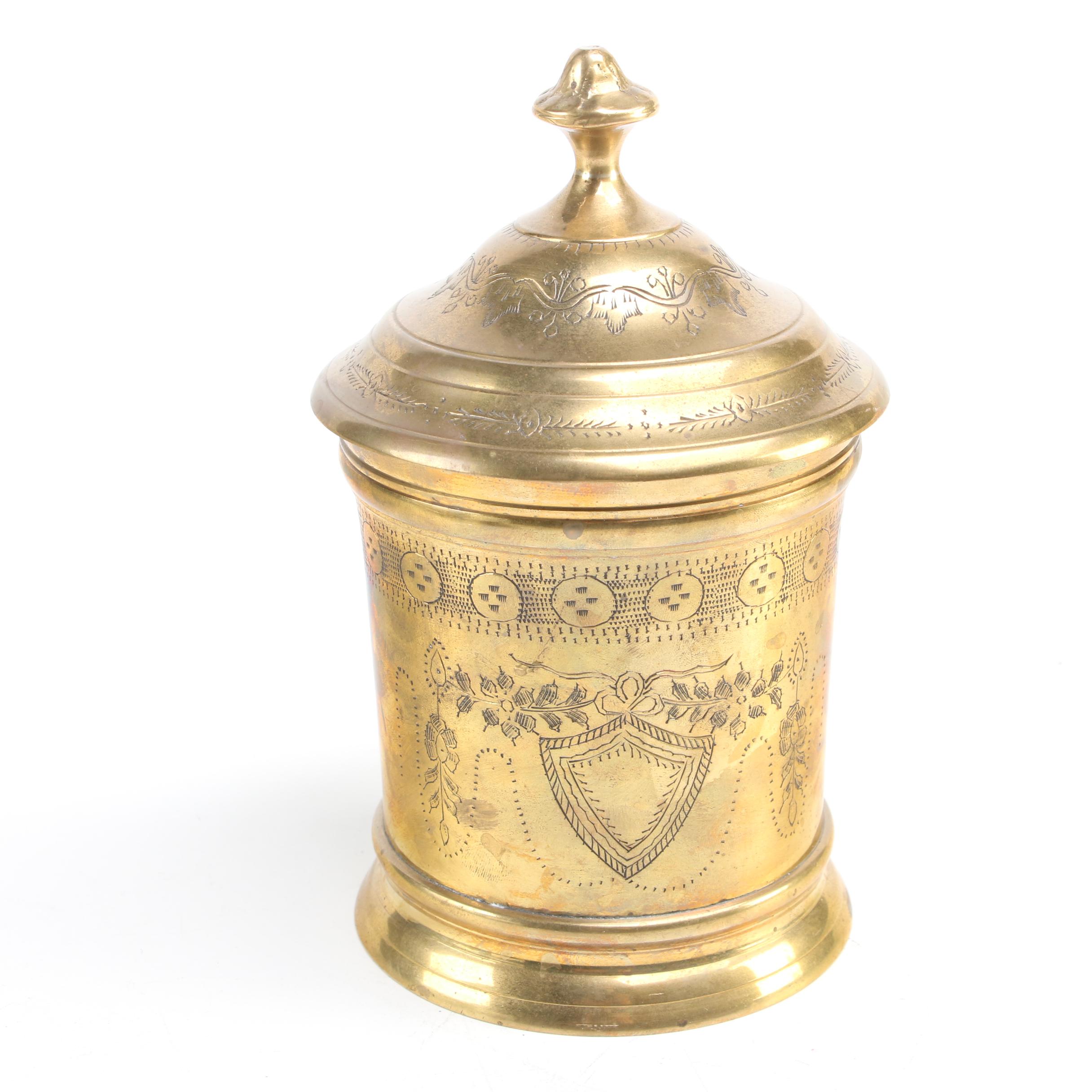 Andrea by Sadek Brass Canister with Other Brass Office Accessories and