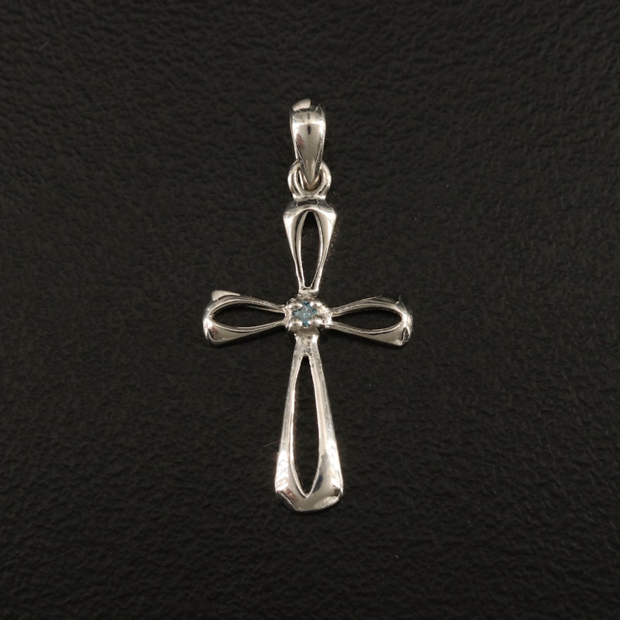 Sterling Diamond Cross Pendant