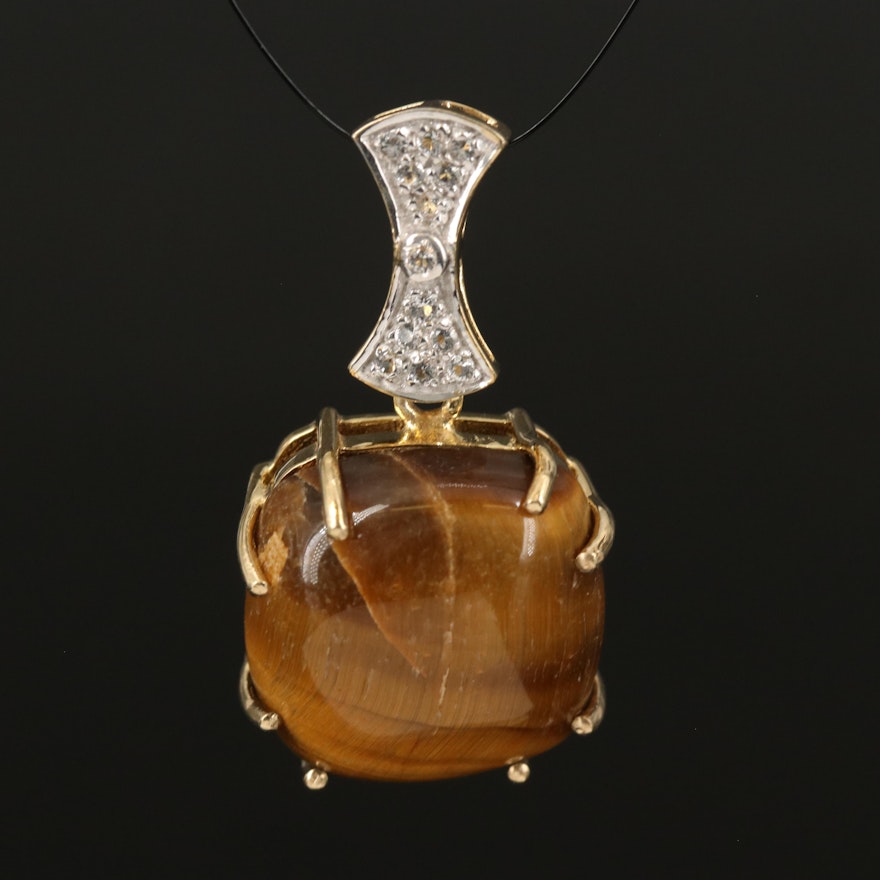 Sterling Tiger's Eye and White Topaz Pendant