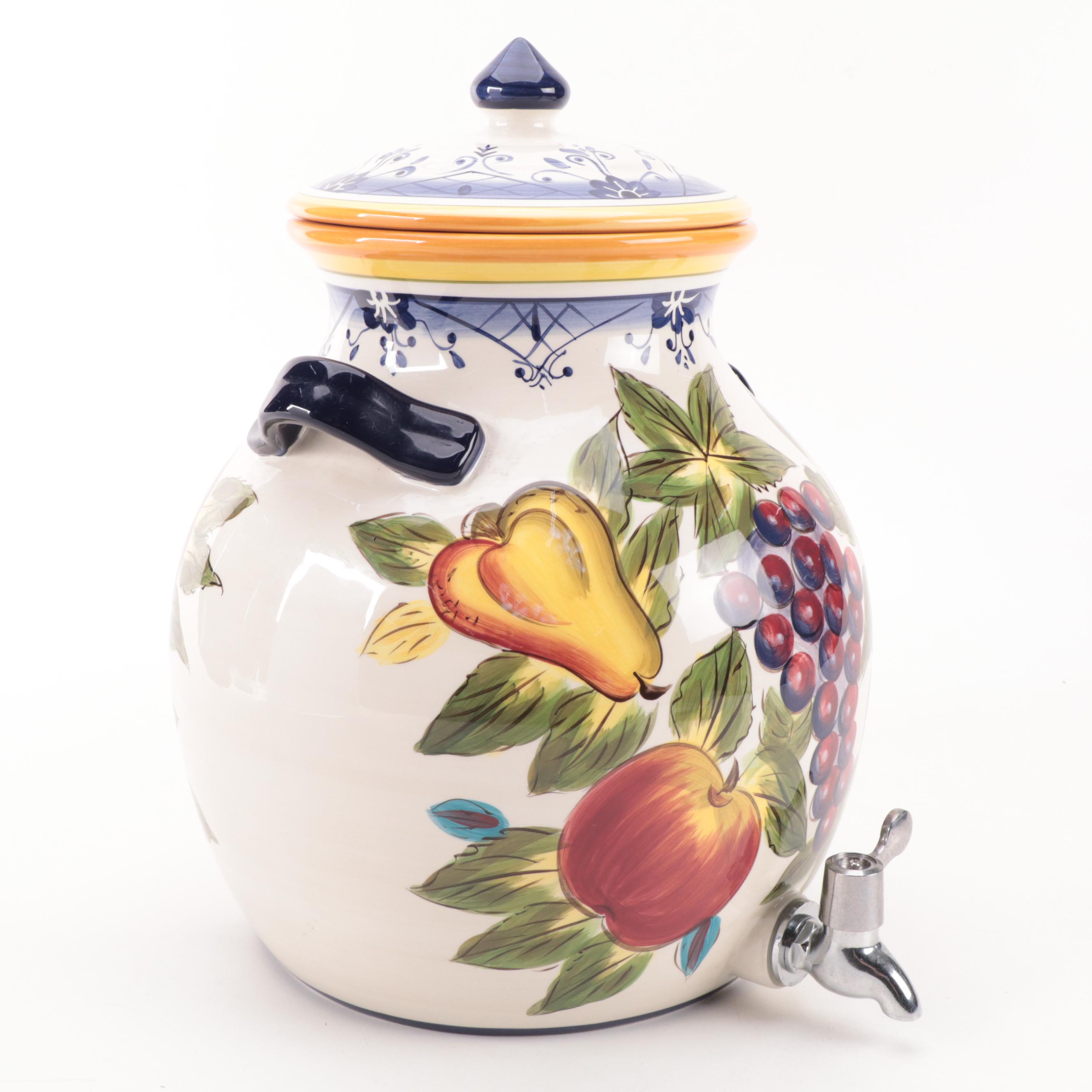 Tabletops Gallery "Tellina" Ceramic Beverage Dispenser and Serving Bowl