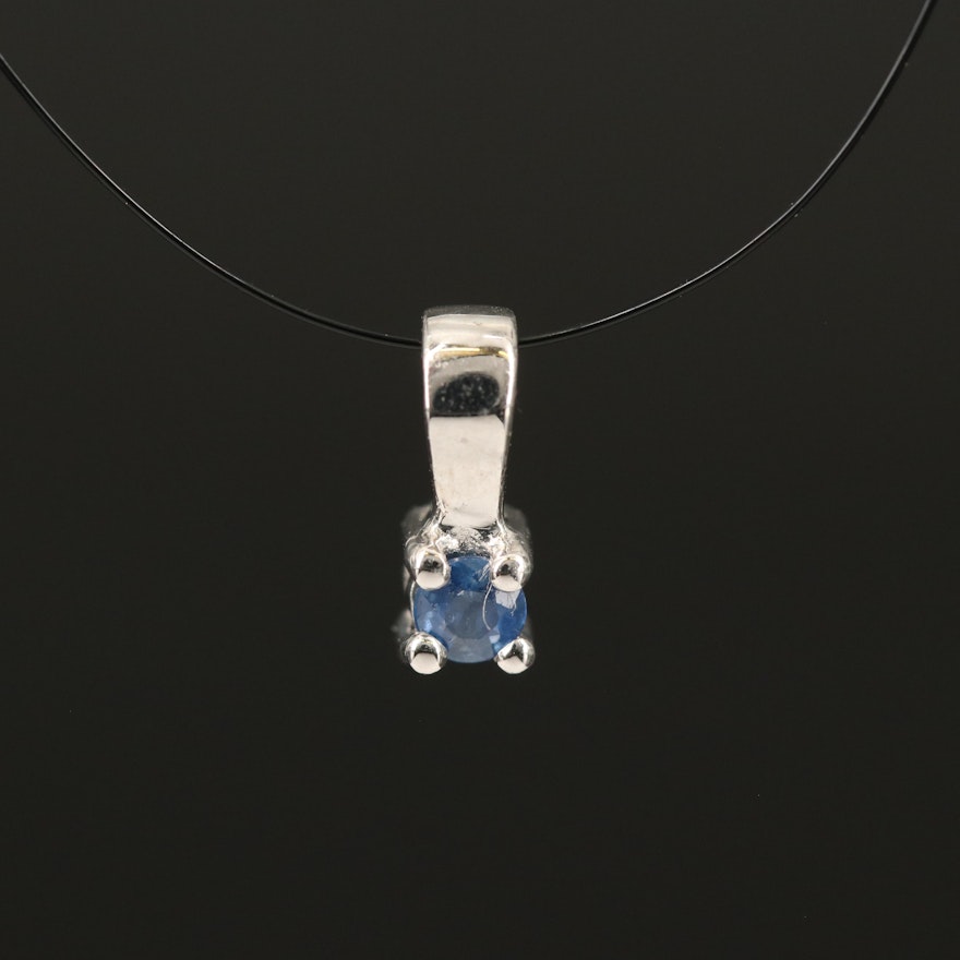 Sterling Sapphire Solitaire Pendant