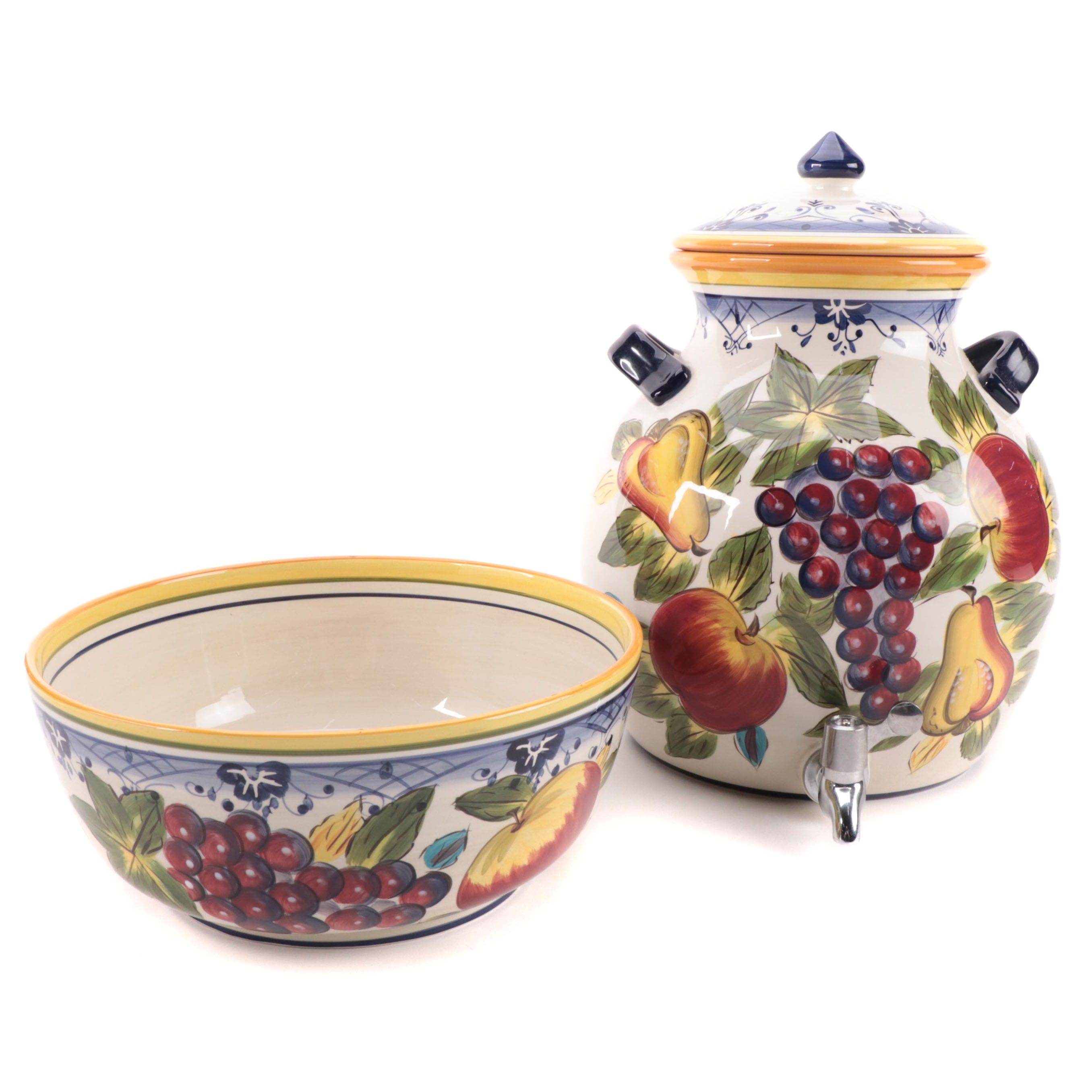 Tabletops Gallery "Tellina" Ceramic Beverage Dispenser and Serving Bowl