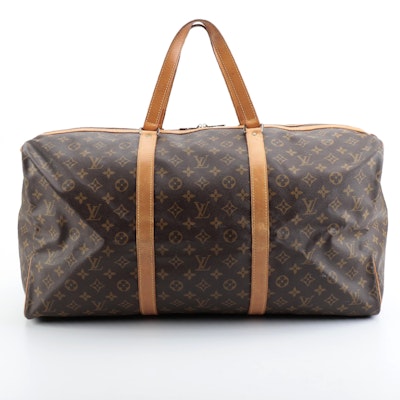 Louis Vuitton Sac Souple 55 Travel Bag in Monogram Canvas and Vachetta Leather