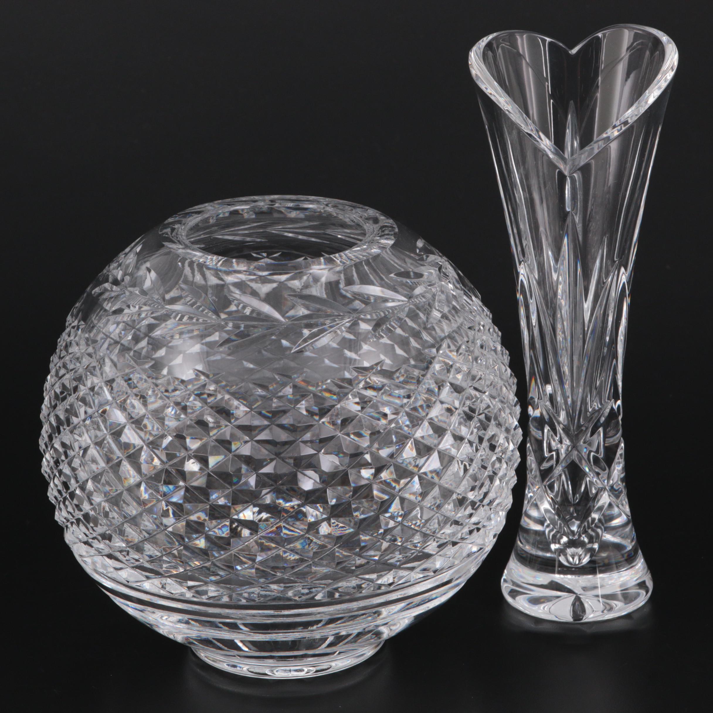 Waterford Crystal "Glandore" Rose Bowl with Bud Vase EBTH