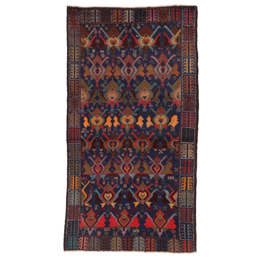 3'4 x 6'4 Hand-Knotted Afghan Baluch Area Rug