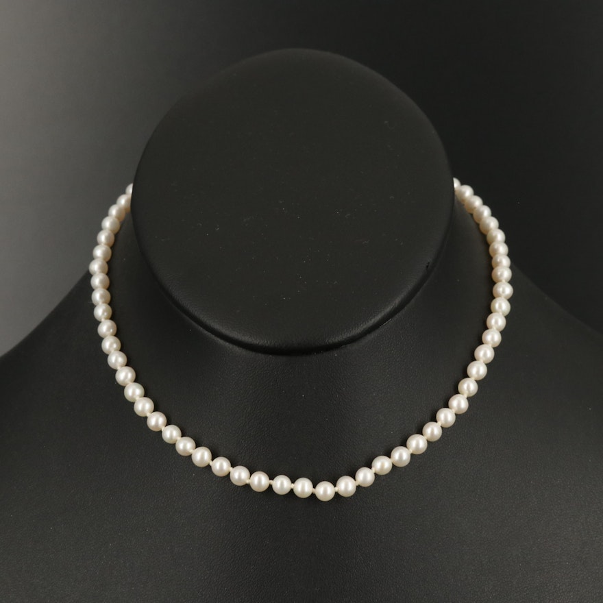 Near-Round Pearl Necklace with 14K Clasp