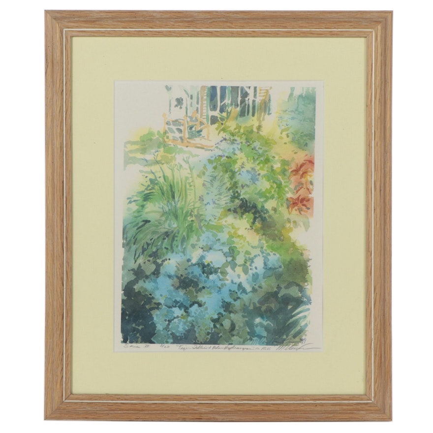 Offset Lithograph "Tiger Lilies and Blue Hydrangeas," 1999