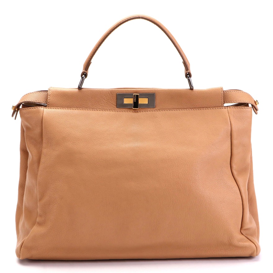 Fendi Large Peekaboo Bag in Light Brown Calfskin
