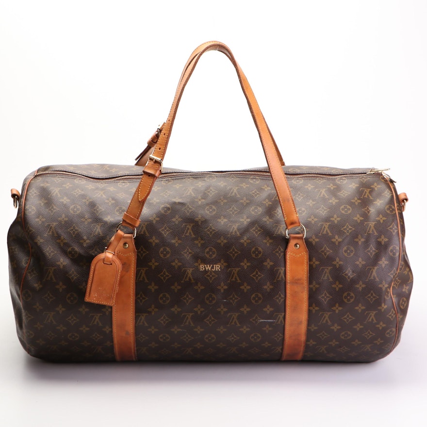 Louis Vuitton Sac Polochon Duffel Bag in Monogram Canvas and Leather