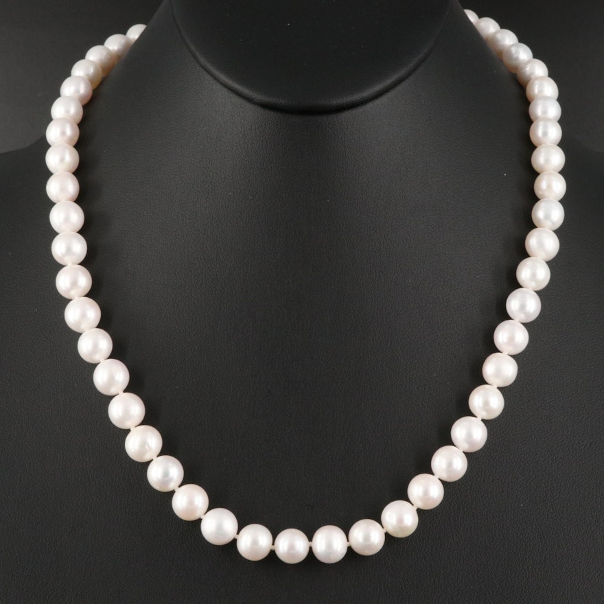 Oval to Semi-Baroque Pearl Necklace with 14K Clasp