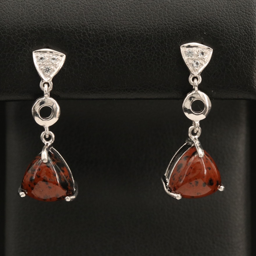 Sterling Mahogany Obsidian and Topaz Earrings
