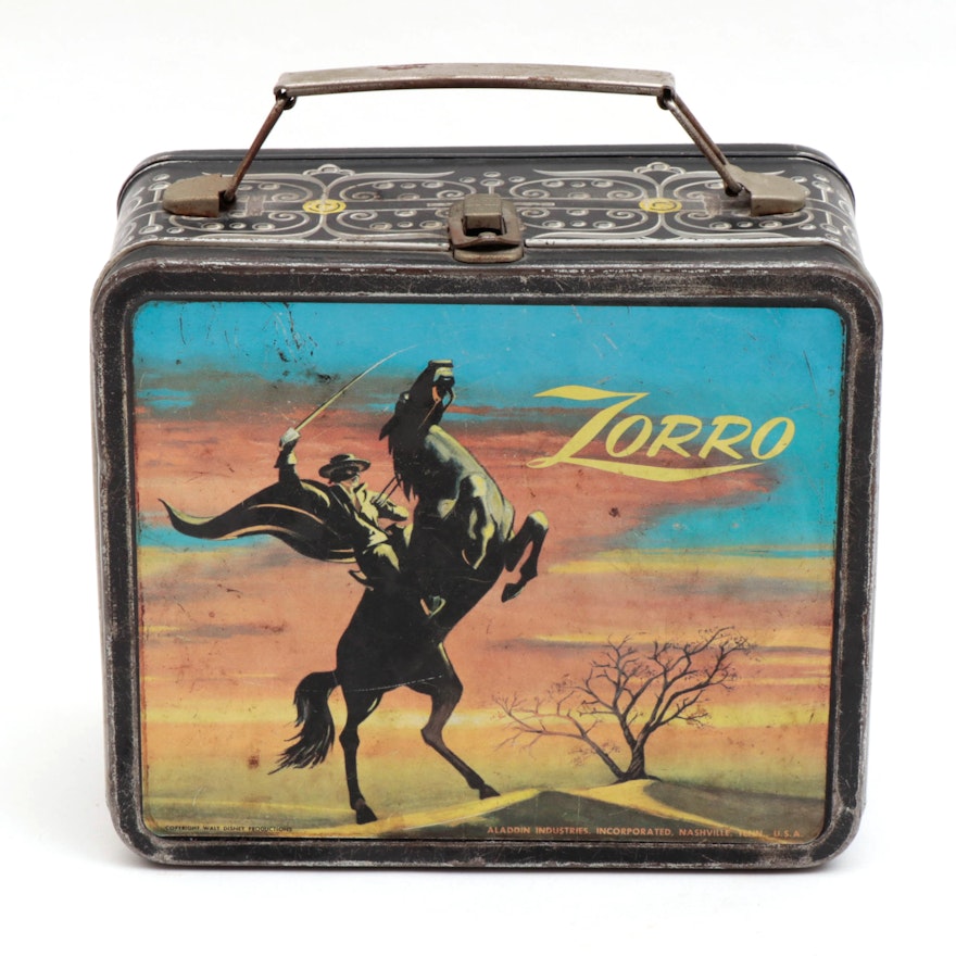 Aladdin Industries Walt Disney "Zorro" Black Lunchbox and Thermos, 1958