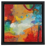Ursula J. Brenner Abstract Encaustic Painting "#1596," 21st Century