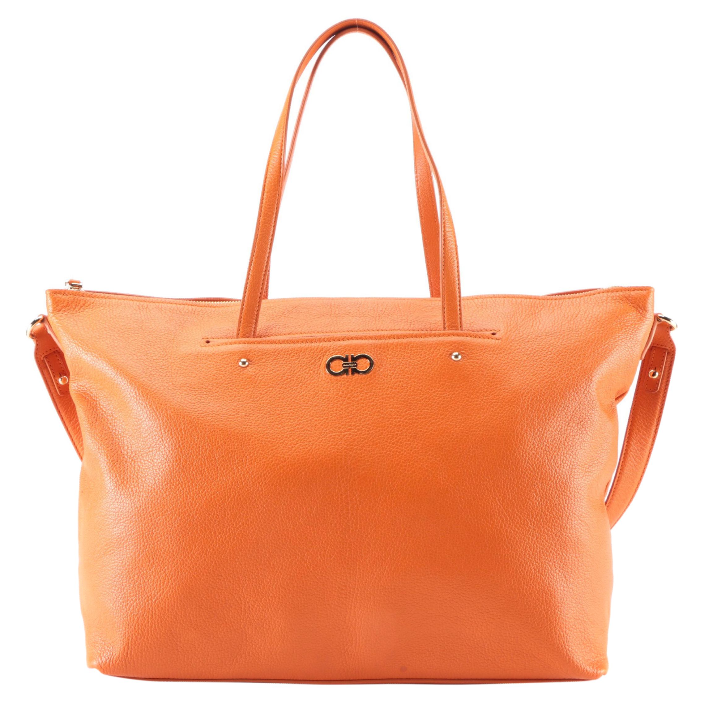 Salvatore Ferragamo Mika TwoWay Tote in Orange Grained Leather EBTH