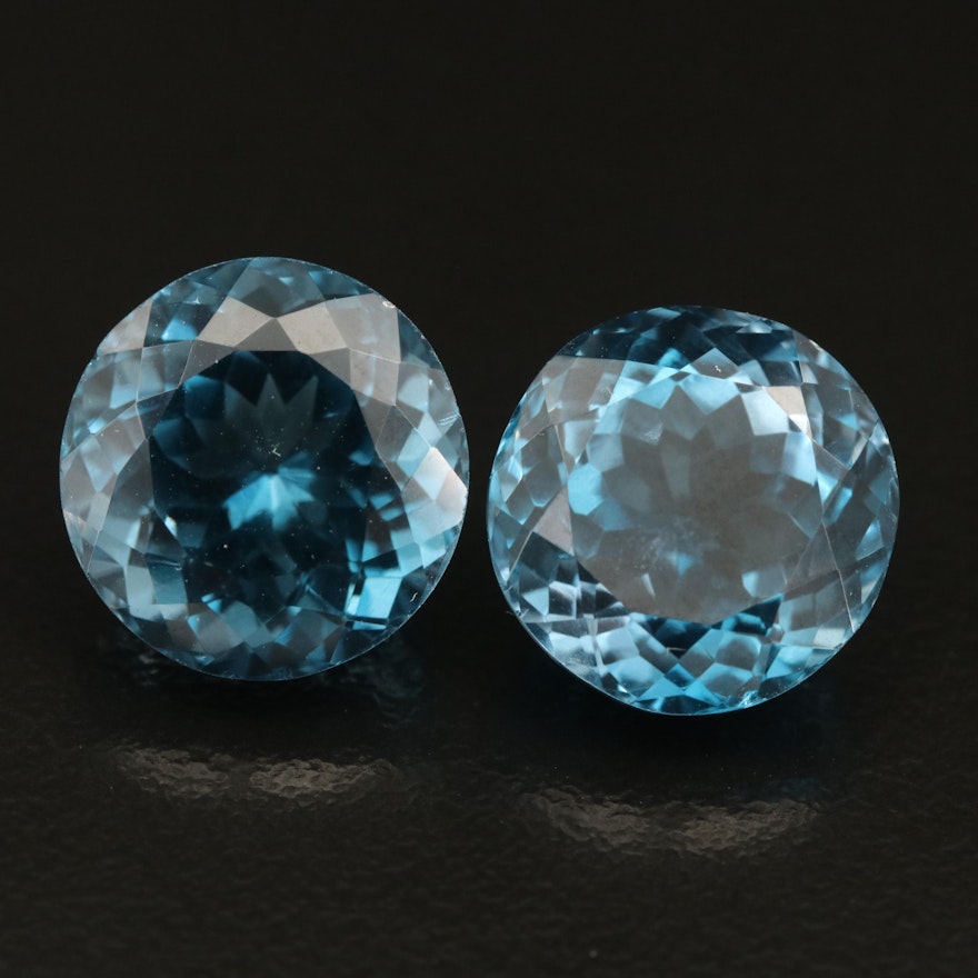 Loose 20.95 CT Round Faceted London Blue Topaz