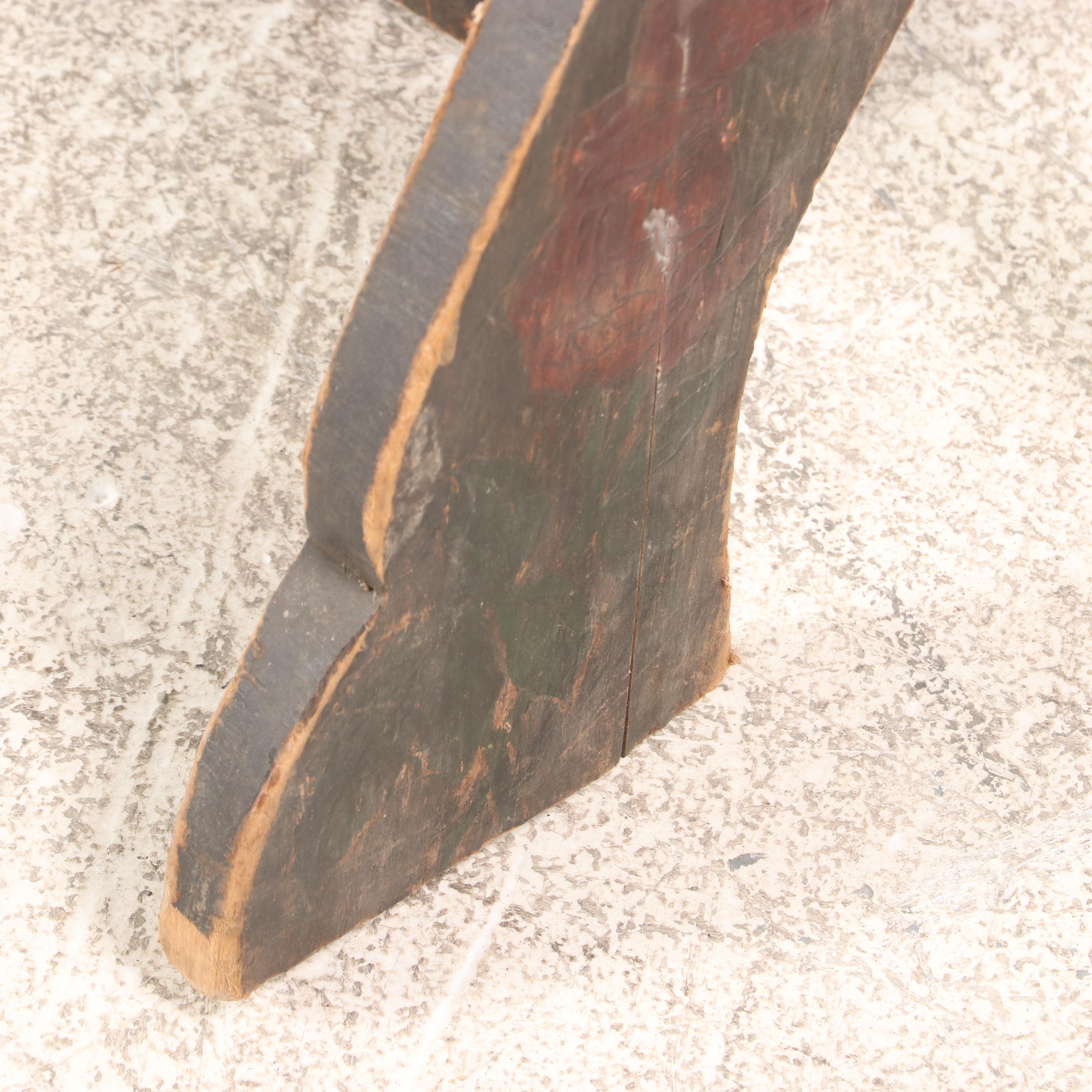 Pyrography Rose Motif Wood Octagonal Side Table, Early 20th Century | EBTH