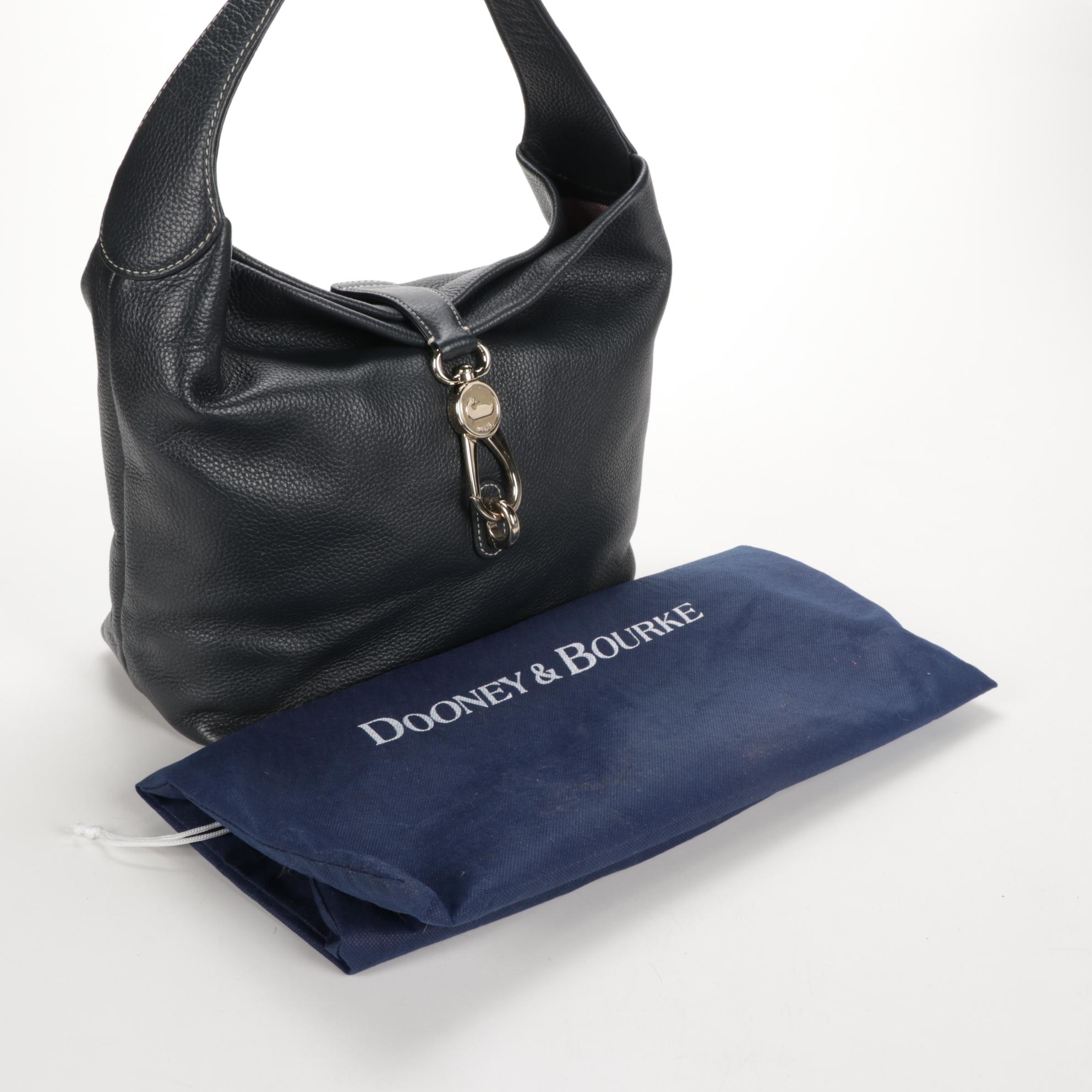 Dooney & Bourke Belvedere Logo Lock Dark Blue Pebble Grain Leather