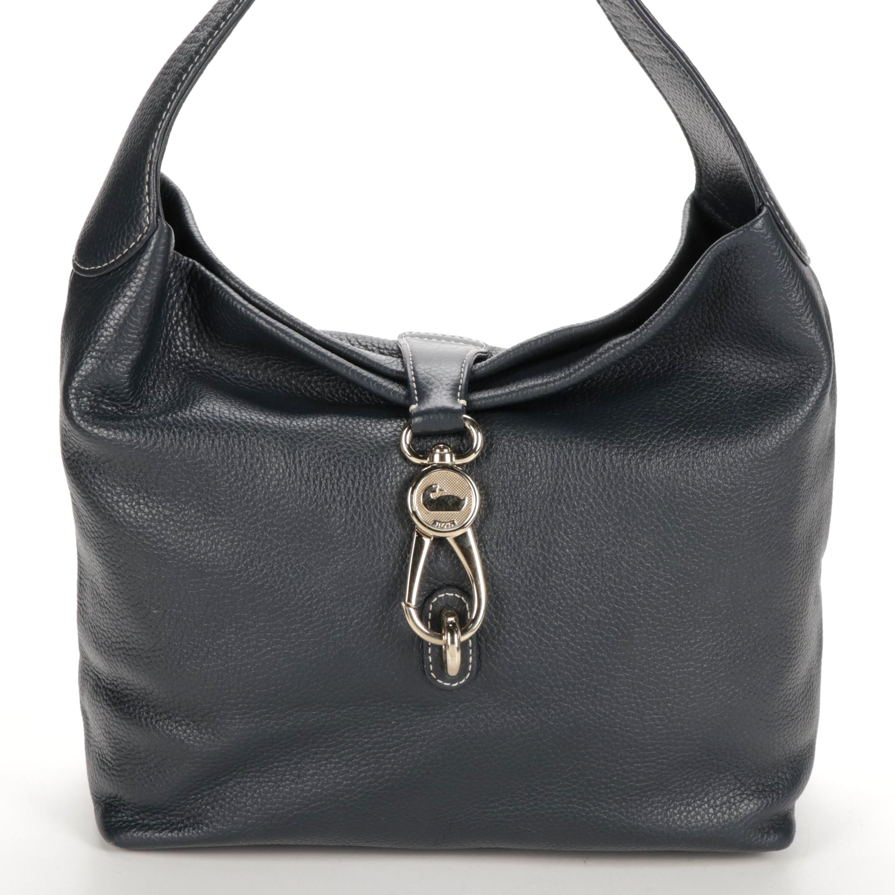 Dooney & Bourke Belvedere Logo Lock Dark Blue Pebble Grain Leather