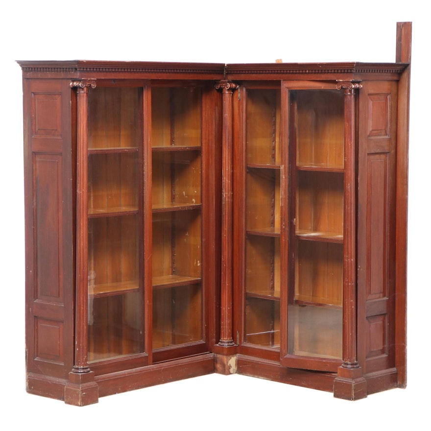 Victorian Mahogany Corner Bookcase, Late 19th Century