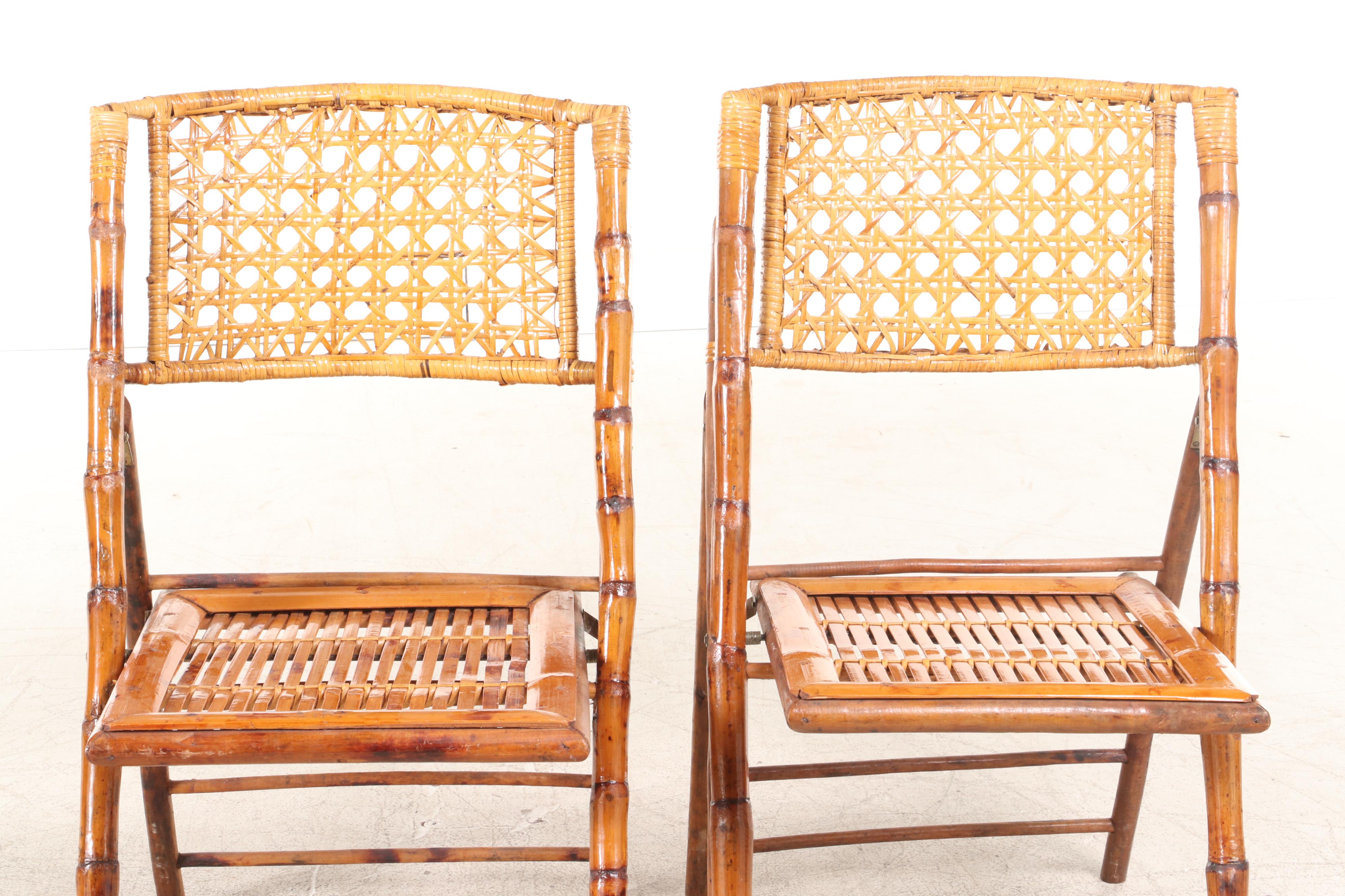 Pair of Rattan and Cane Folding Chairs EBTH