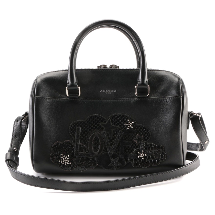 Yves Saint Laurent Love Patchwork Classic Baby Duffle Black Leather Bag