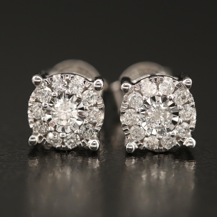14K 0.32 CTW Diamond Cluster Stud Earrings