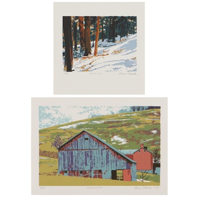 Thomas Norulak Serigraphs "Winter 2000" and "Late Winter Snow"