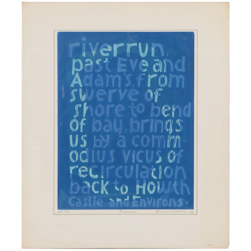 Leonard Maurer Woodcut "Riverrun," 1968