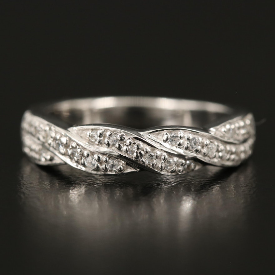 Sterling Silver Zircon Twisted Band