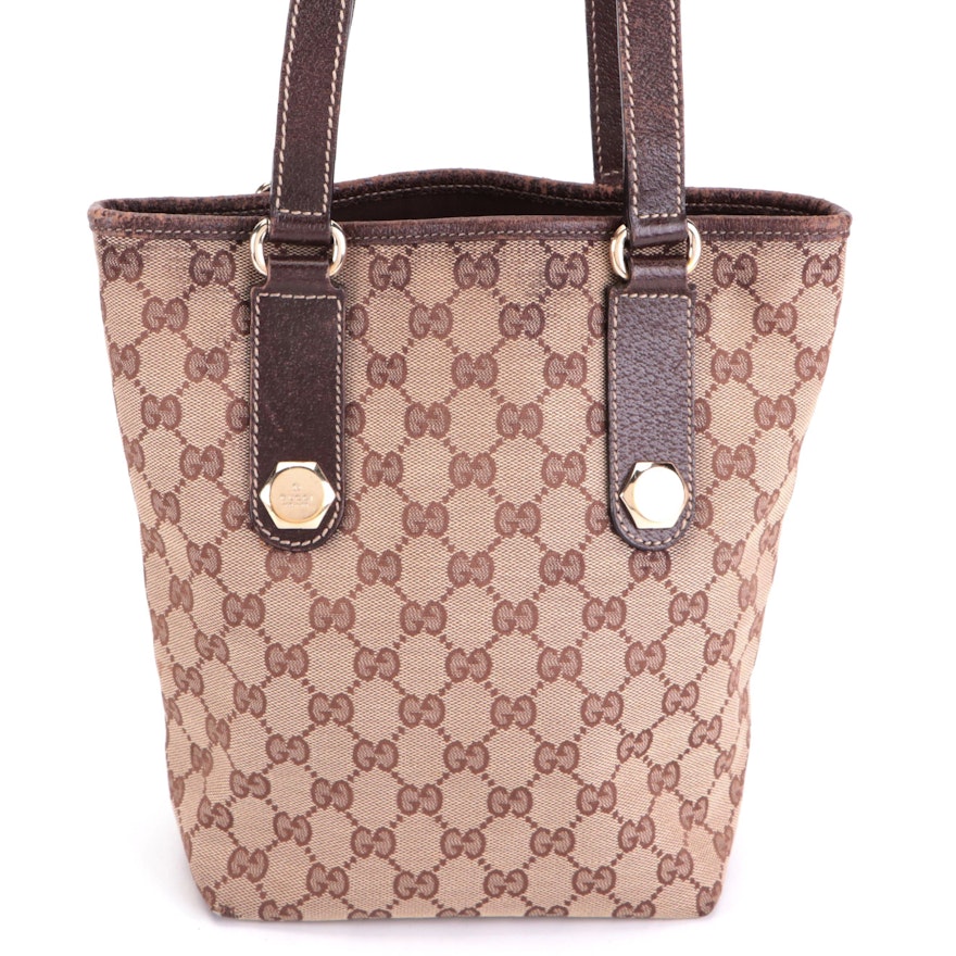 Gucci Charmy GG Canvas and Leather Shoulder Tote